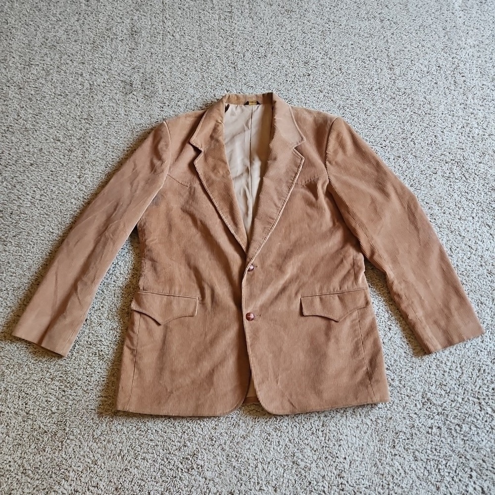 Pioneer Wear Blazer Mens 46L Corduroy Western Rockabilly Elbow Patches‎ Brown